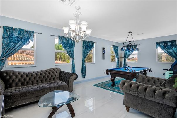 Billiard Table, Chandelier, Game Room, Interior