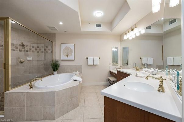 Bathroom, Dual Sink Vanities, Glass Shower, Interior, Recessed Lighting