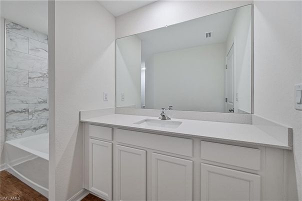 Bathroom, Interior, Marble Walls, Wood Texture Flooring