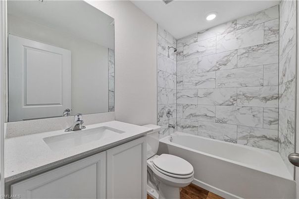 Bathroom, Interior, Marble Walls, Recessed Lighting, Wood Texture Flooring