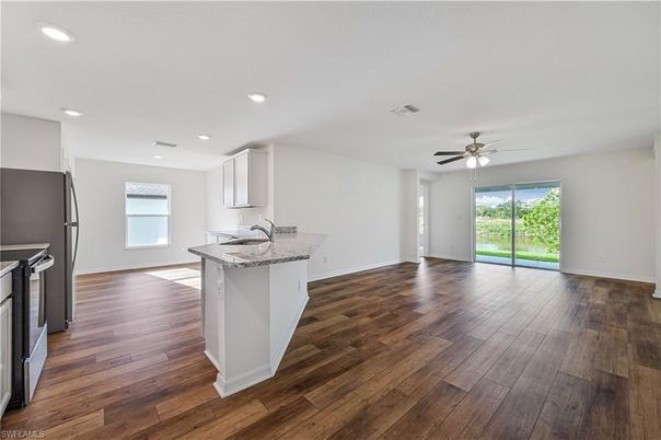 Interior, Kitchen, Recessed Lighting, Wood Texture Flooring