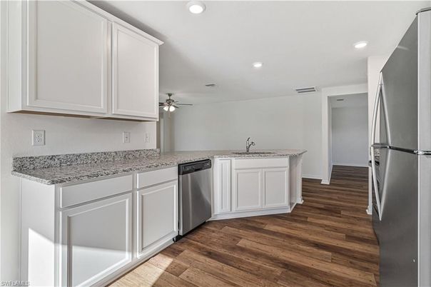 Interior, Kitchen, Recessed Lighting, Wood Texture Flooring