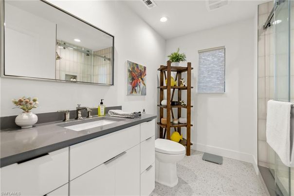 Bathroom, Glass Shower, Interior, Recessed Lighting