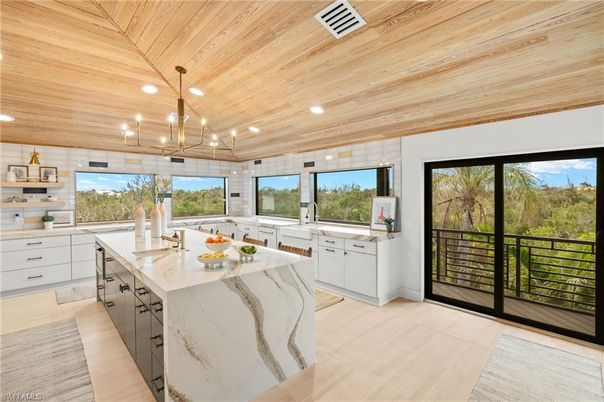 Interior, Kitchen, Pendant Lights, Recessed Lighting, Wooden Ceilings
