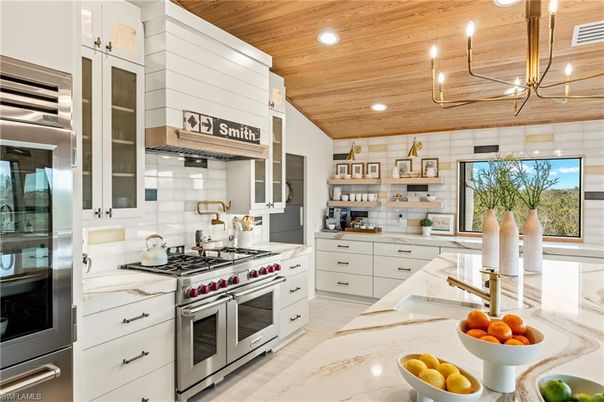 Interior, Kitchen, Recessed Lighting, Stainless Steel Appliances, Wooden Ceilings