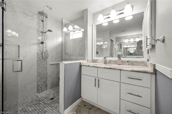 Bathroom, Glass Shower, Interior, Marble Walls