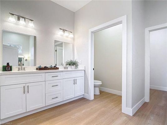 Bathroom, Dual Sink Vanities, Interior, Wood Texture Flooring
