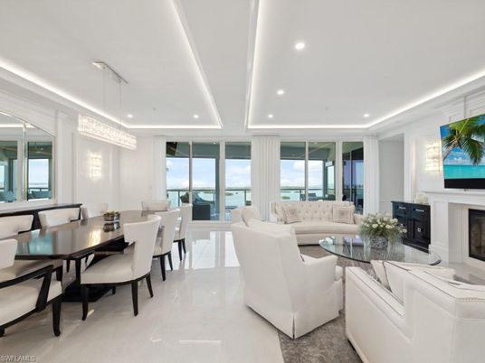 Chandelier, Dining room, Fireplace, Interior, Living room, Pendant Lights, Recessed Lighting