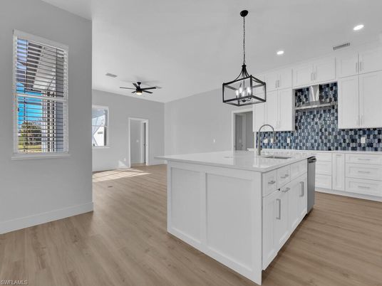 Interior, Kitchen, Pendant Lights, Recessed Lighting, Wood Texture Flooring
