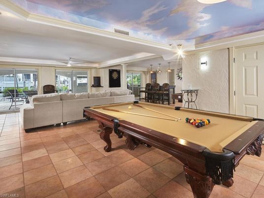 Billiard Table, Game Room, Interior, Living room, Pendant Lights, Recessed Lighting
