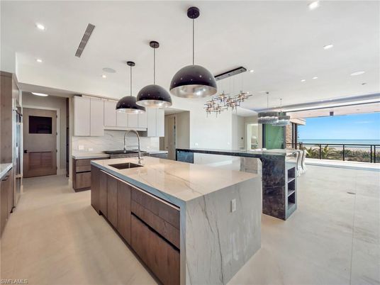 Interior, Kitchen, Pendant Lights, Recessed Lighting, Stainless Steel Appliances, Water