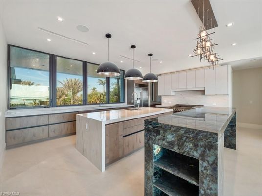 Interior, Kitchen, Pendant Lights, Recessed Lighting, Stainless Steel Appliances