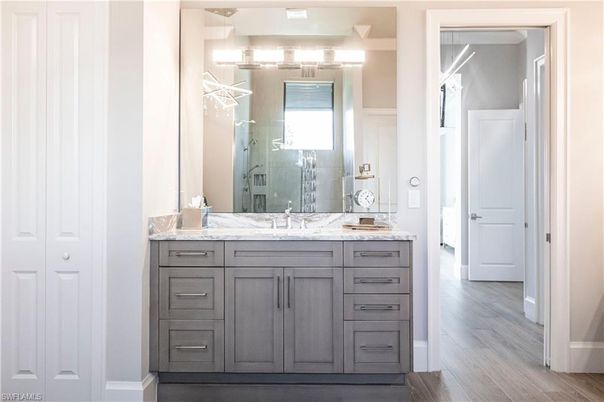 Bathroom, Glass Shower, Interior, Wood Texture Flooring