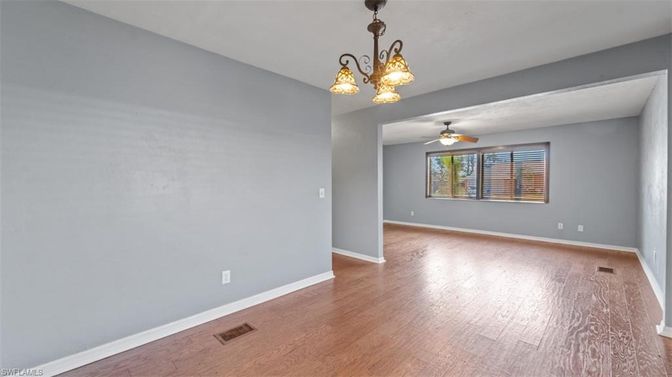 Chandelier, Empty room, Interior, Wood Texture Flooring