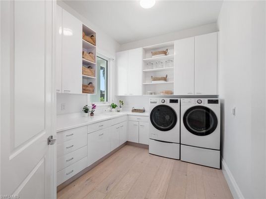 Interior, Washer, Wood Texture Flooring