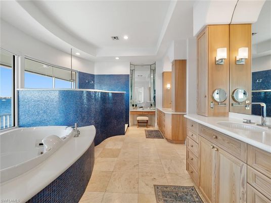 Bathroom, Dual Sink Vanities, Glass Shower, Interior, Recessed Lighting
