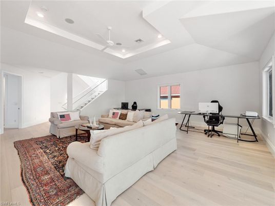 Home Office, Interior, Living room, Recessed Lighting, Wood Texture Flooring