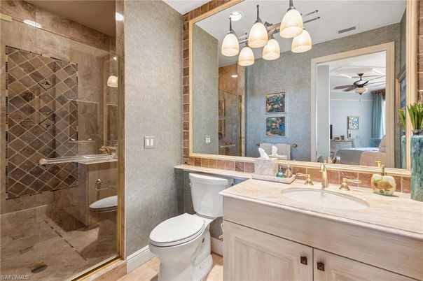 Bathroom, Glass Shower, Interior, Recessed Lighting