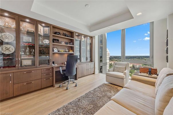 Home Office, Interior, Recessed Lighting, Wood Texture Flooring
