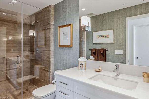 Bathroom, Glass Shower, Interior, Recessed Lighting