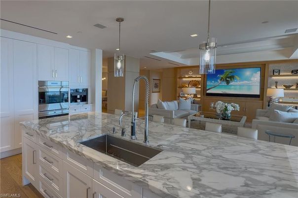 Interior, Kitchen, Living room, Pendant Lights, Recessed Lighting, Stainless Steel Appliances, Wood Texture Flooring