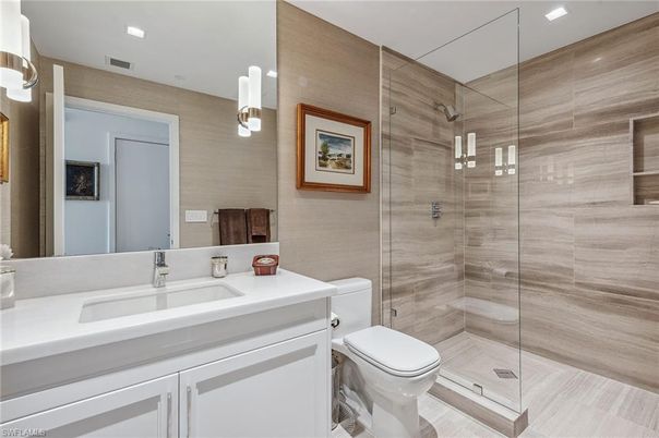 Bathroom, Glass Shower, Interior, Recessed Lighting