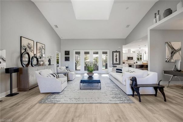 Interior, Kitchen, Living room, Recessed Lighting, Wood Texture Flooring