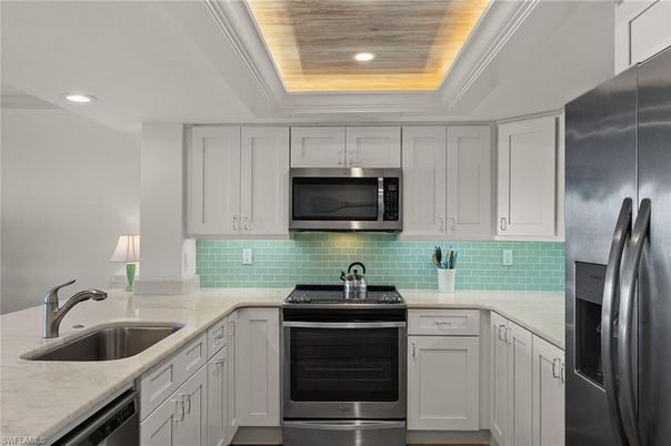 Interior, Kitchen, Recessed Lighting, Stainless Steel Appliances, Wooden Ceilings