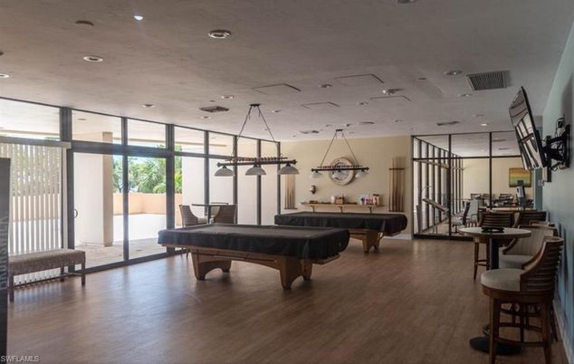 Billiard Table, Game Room, Interior, Pendant Lights, Recessed Lighting, Wood Texture Flooring