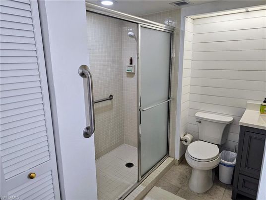 Bathroom, Glass Shower, Interior, Recessed Lighting