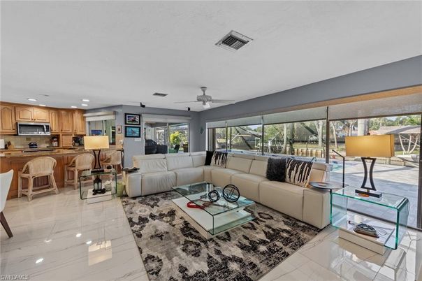 Interior, Kitchen, Living room, Marble, Recessed Lighting
