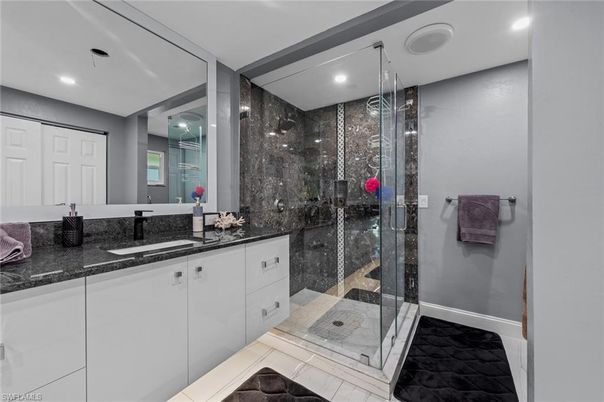 Bathroom, Dual Sink Vanities, Glass Shower, Interior, Recessed Lighting