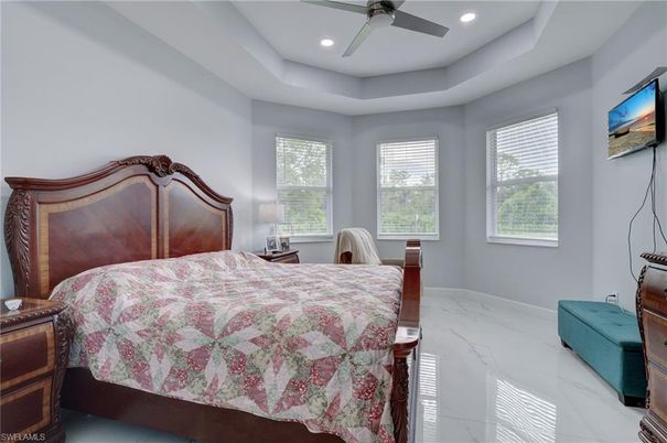 Bedroom, Interior, Marble, Recessed Lighting
