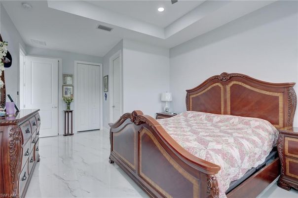 Bedroom, Interior, Marble, Recessed Lighting