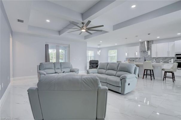 Interior, Kitchen, Living room, Marble, Pendant Lights, Recessed Lighting
