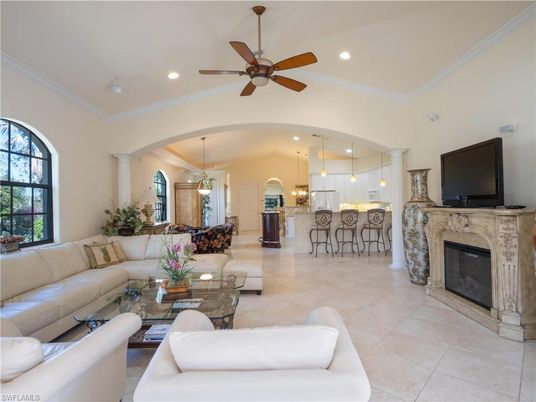 Fireplace, Interior, Kitchen, Living room, Pendant Lights, Recessed Lighting