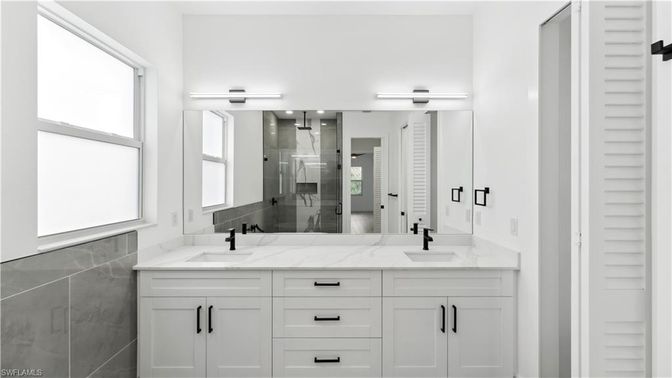 Bathroom, Dual Sink Vanities, Glass Shower, Interior