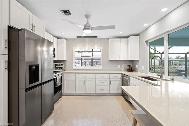 Interior, Kitchen, Pendant Lights, Recessed Lighting, Stainless Steel Appliances