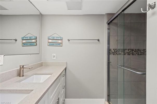 Bathroom, Dual Sink Vanities, Glass Shower, Interior