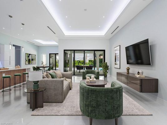 Dining room, Interior, Living room, Pendant Lights, Recessed Lighting