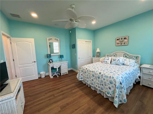 Bedroom, Home Office, Interior, Recessed Lighting, Wood Texture Flooring
