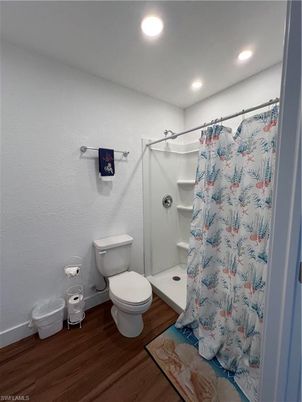 Bathroom, Interior, Recessed Lighting, Wood Texture Flooring