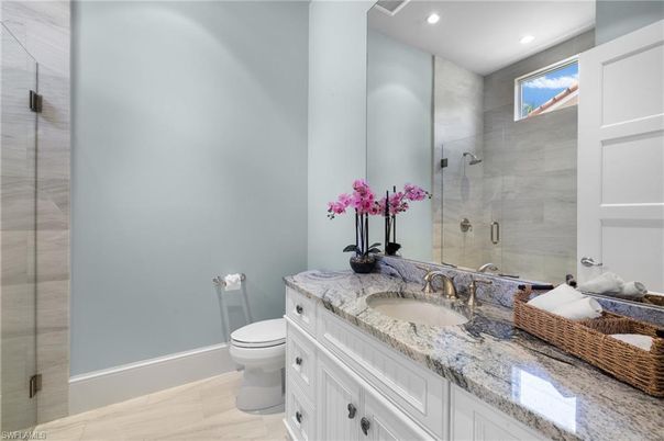 Bathroom, Dual Sink Vanities, Glass Shower, Interior, Recessed Lighting