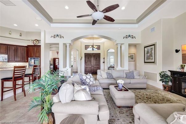 Fireplace, Interior, Kitchen, Living room, Pendant Lights, Recessed Lighting
