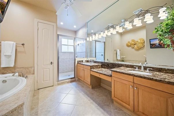 Bathroom, Dual Sink Vanities, Glass Shower, Interior, Recessed Lighting
