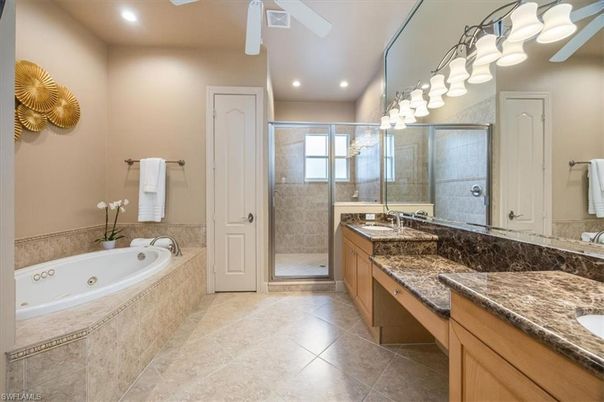 Bathroom, Dual Sink Vanities, Glass Shower, Interior, Recessed Lighting