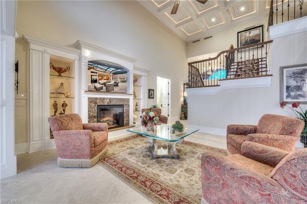 Fireplace, Interior, Living room, Recessed Lighting