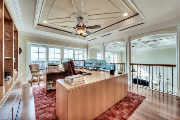 Home Office, Interior, Recessed Lighting, Wood Texture Flooring