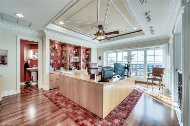 Home Office, Interior, Recessed Lighting, Wood Texture Flooring