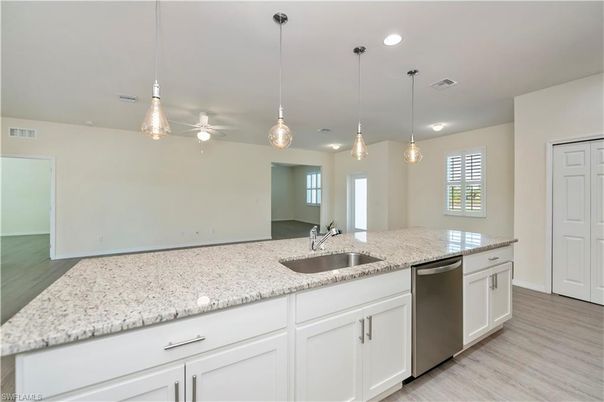 Interior, Kitchen, Pendant Lights, Recessed Lighting, Wood Texture Flooring